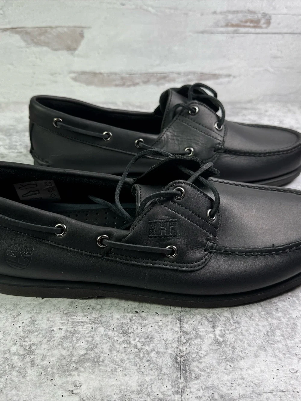 Timberland Custom Classic 2-Eye Leather Boat Shoes Black Men's Size 12 NIB KHH